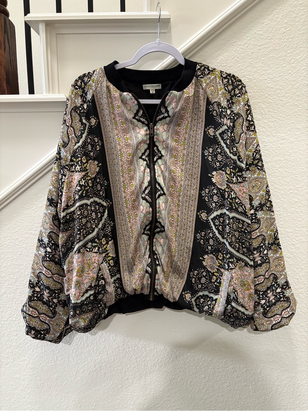 Earthbound Paisley Boho Bomber Jacket